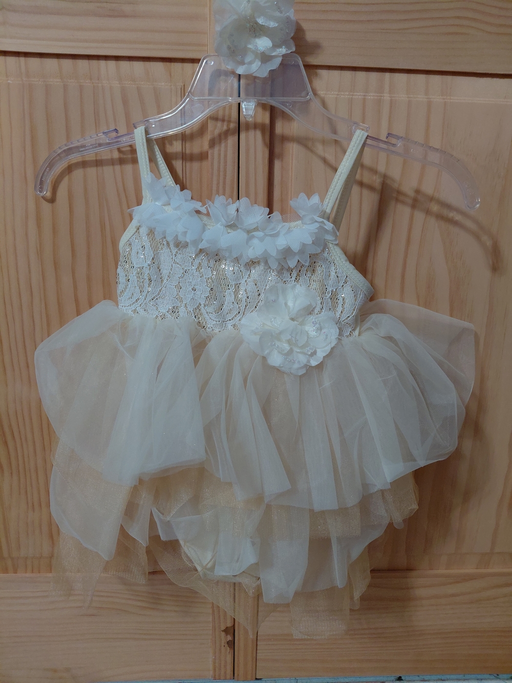 Ivory Floral Tulle Dance Costume for Kids